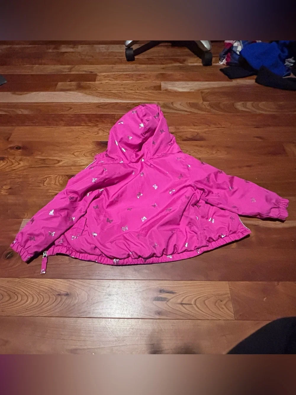Pink Platinum Girls' Hot Pink Butterfly Hooded Raincoat